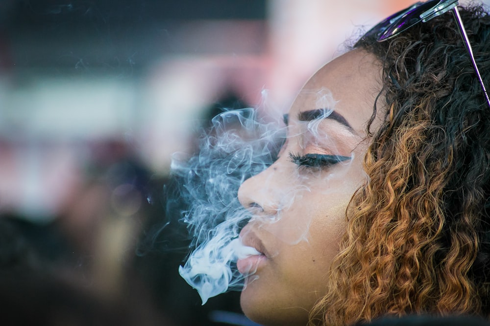 woman with white powder on face