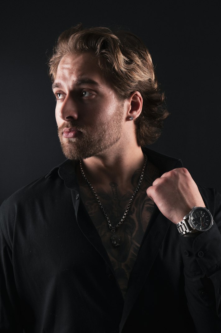 Chemise en crêpe de laine, noir