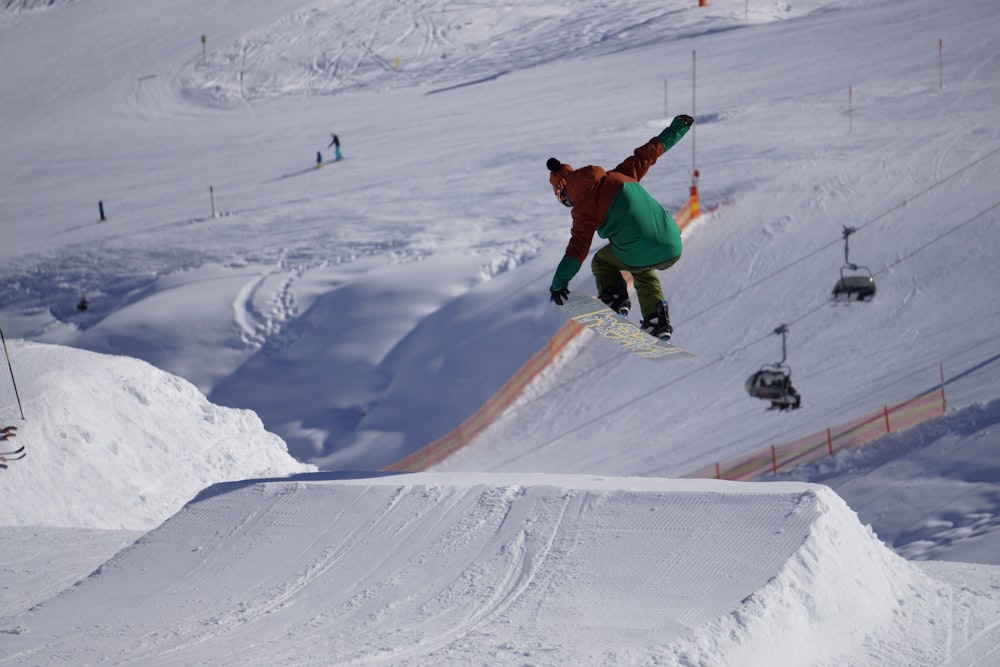 man in red jacket and blue pants playing ski on snow covered ground during daytime