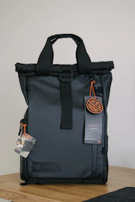 black and white leather handbag