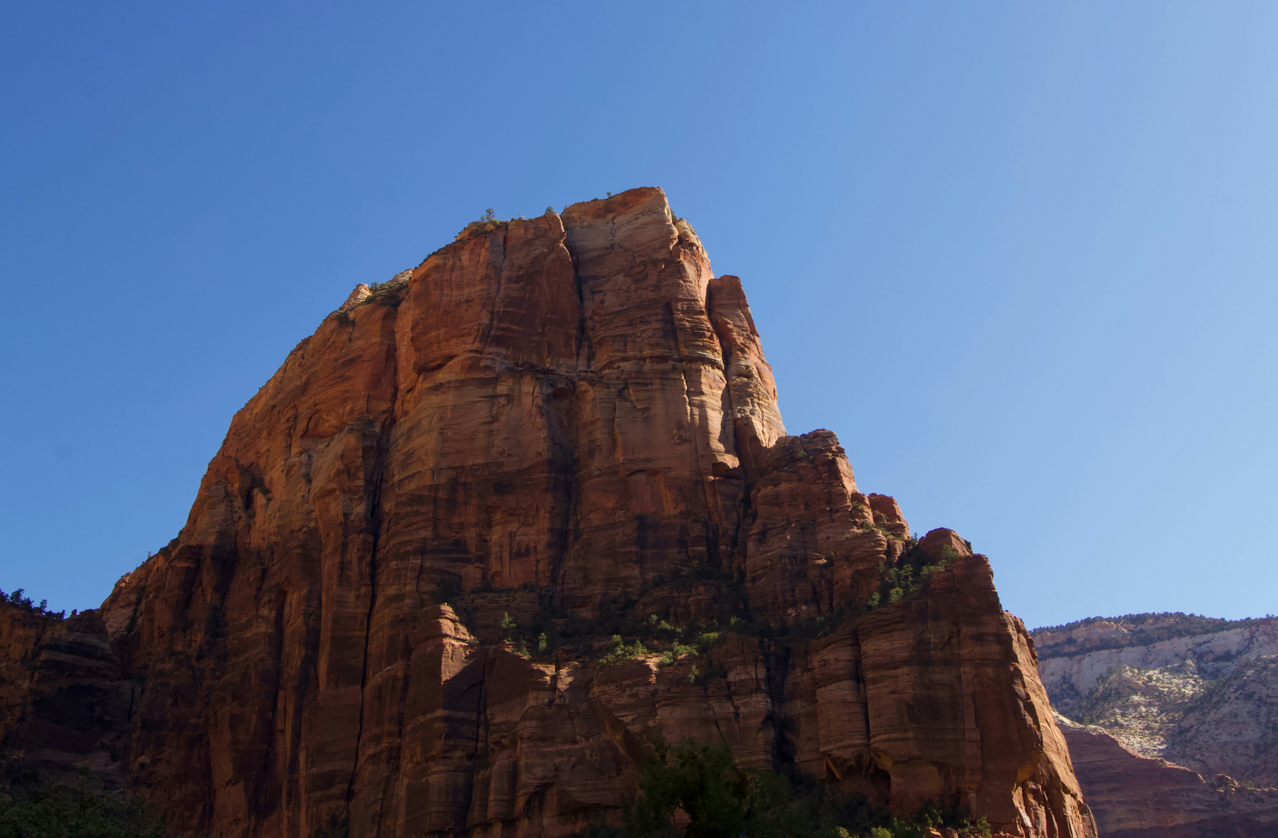 Angel's landing on a clear sky