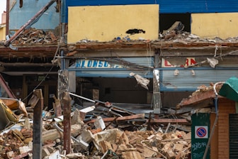 Before and after images of a demolished structure.