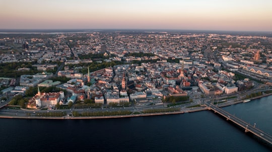 aerial view of city buildings during daytime in Riga Latvia