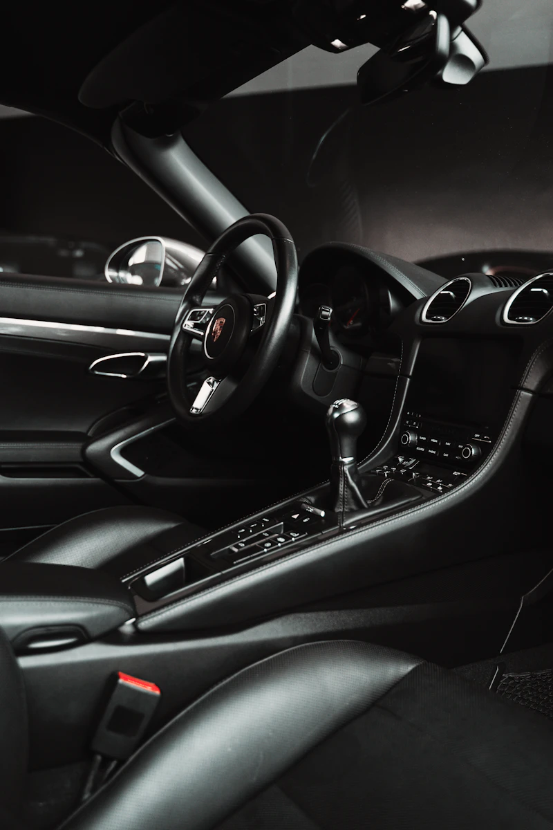 Spotless vehicle interior with fresh, clean surfaces and conditioned leather after detailing