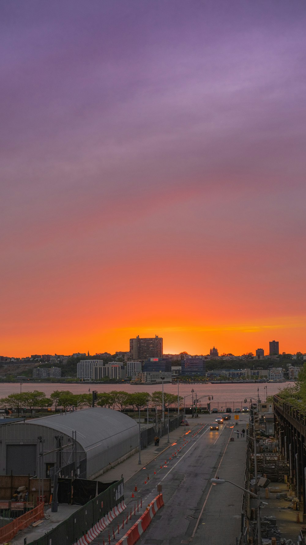 city skyline during orange sunset