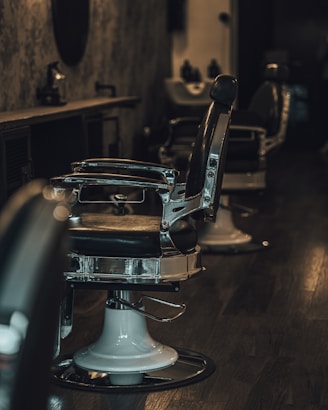 black and silver barber chair