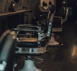 black and silver barber chair