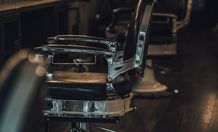 black and silver barber chair