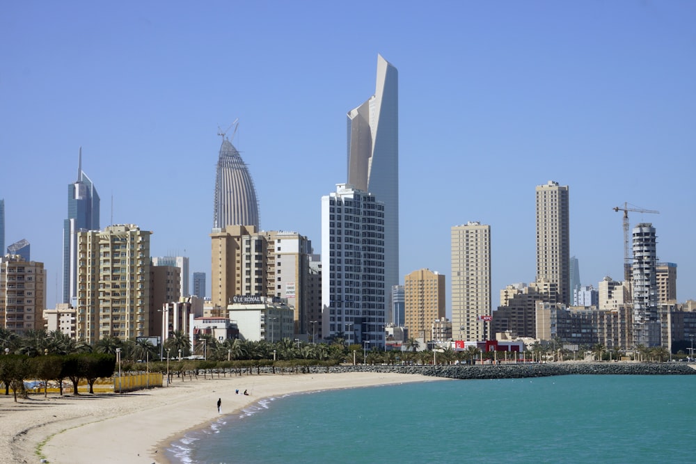 people on beach near high rise buildings during daytime