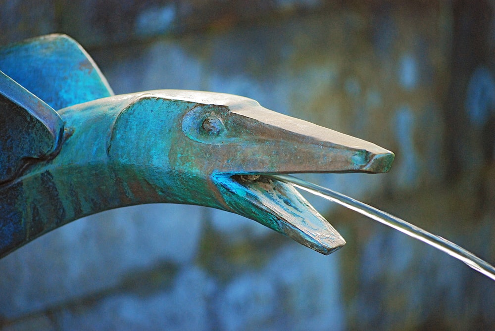 blue and white bird figurine