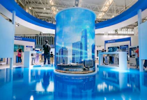 Smart city solutions showcased at a tech exhibition.