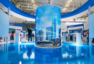 people standing in front of blue and white building