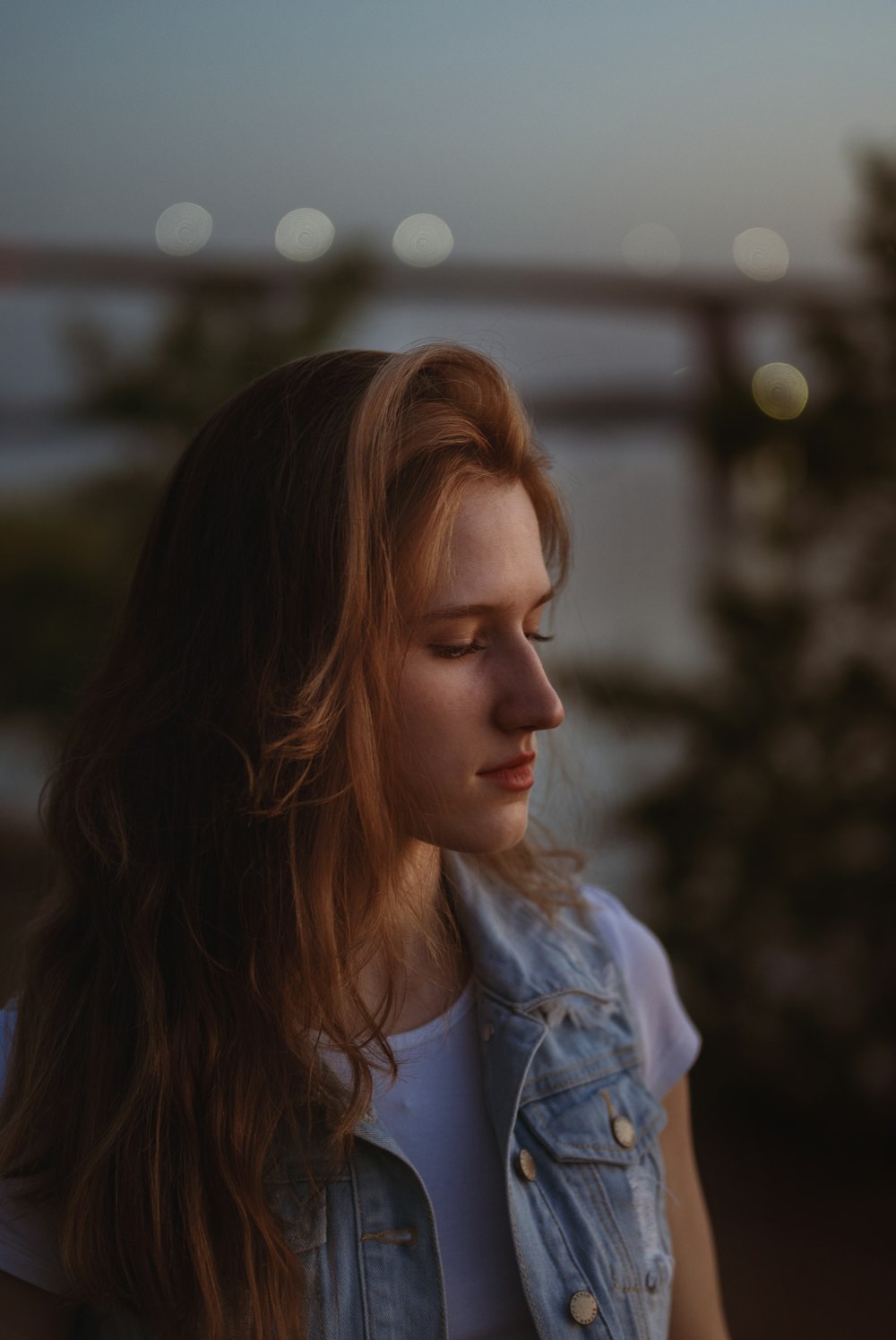 woman in blue denim jacket