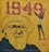 A bold and graphic image with a large numerical '1949' in faded red on a yellow background. To the left, an outlined figure of a man with glasses and a serious expression, and to the right, a silhouette of a dancing woman adorned in a glittering outfit. French text is prominently displayed, suggesting themes of life, love, sharing, and daring to speak.