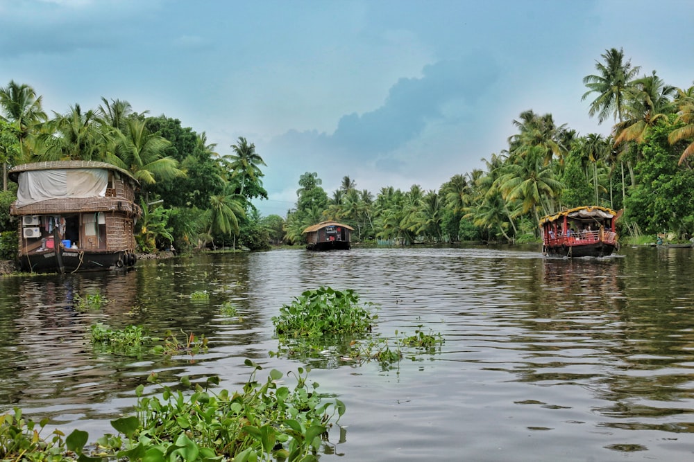 brown boat on river during daytime