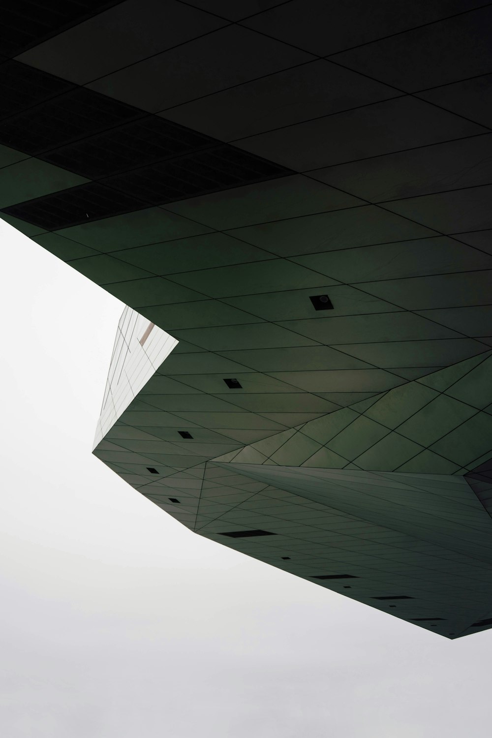 green and white glass ceiling