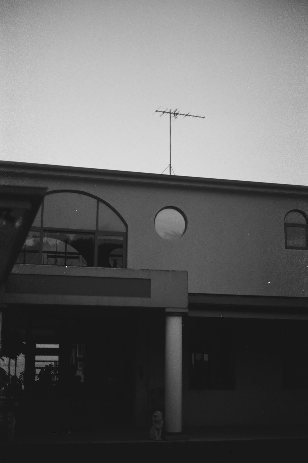 grayscale photo of a building