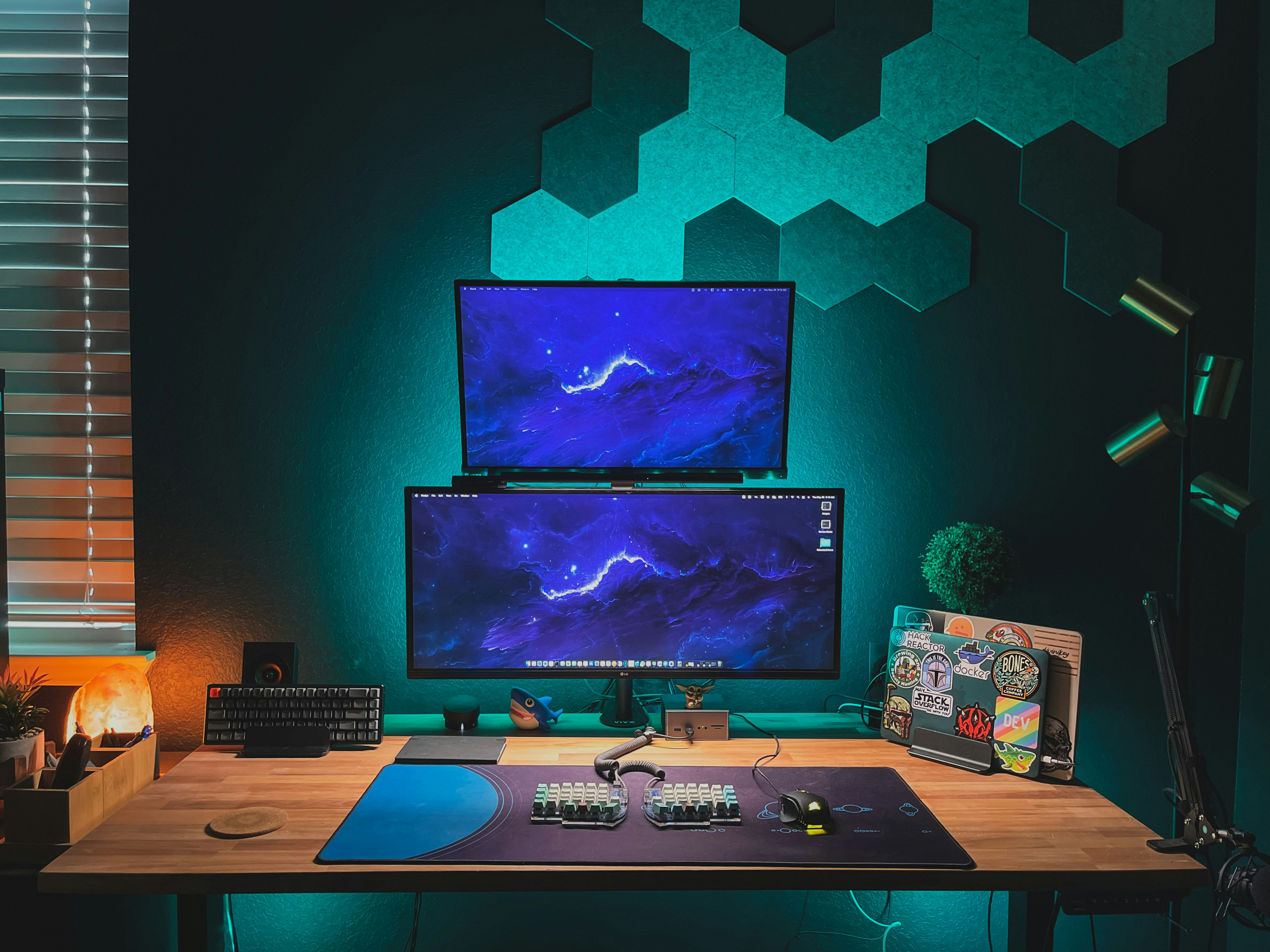 Modern desk with monitors