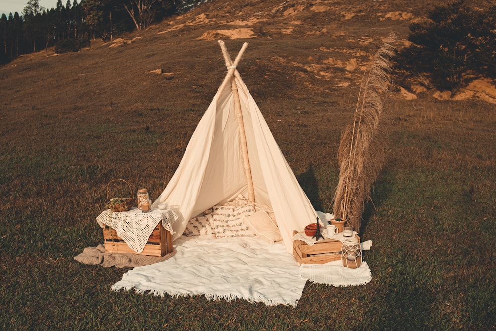 white tent on white textile