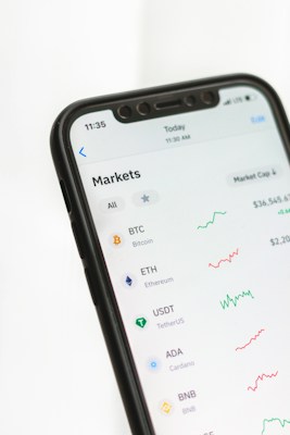 Coin tickers on a phone screen
