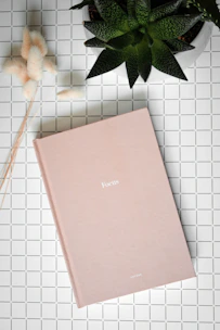 pink folder with green leaves