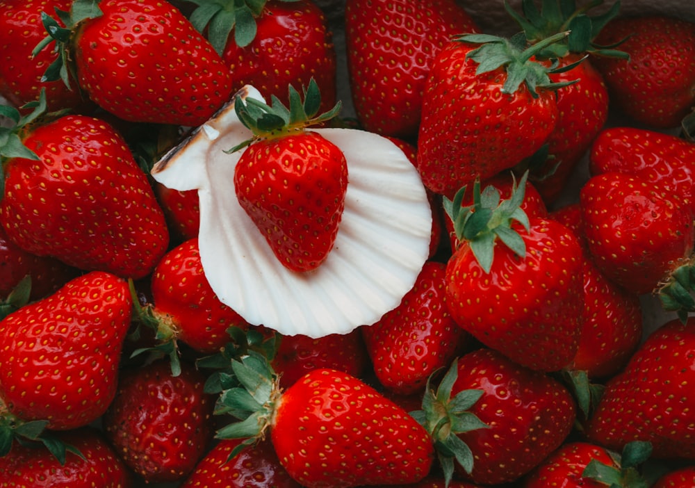 strawberries on white plastic pack