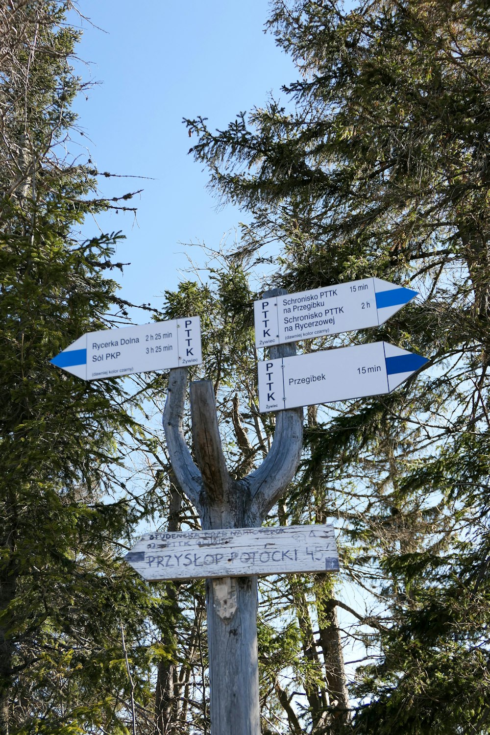 white and blue wooden signage