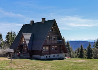 brown and gray wooden house on green grass field during daytime