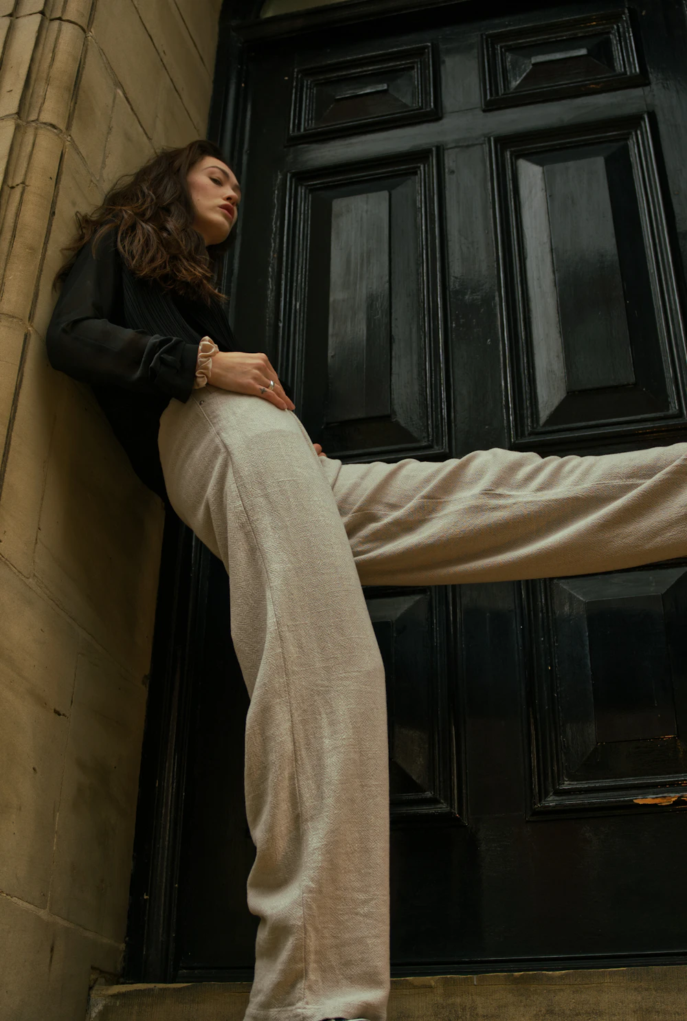 Wide-Leg Cream Trousers