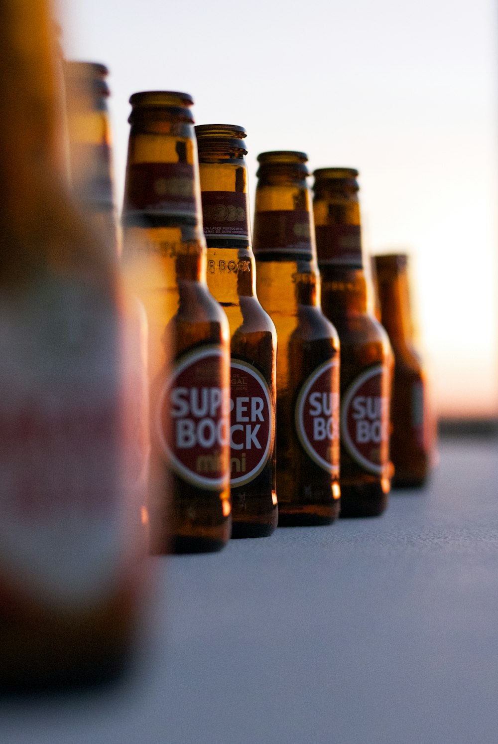 brown and black glass bottles