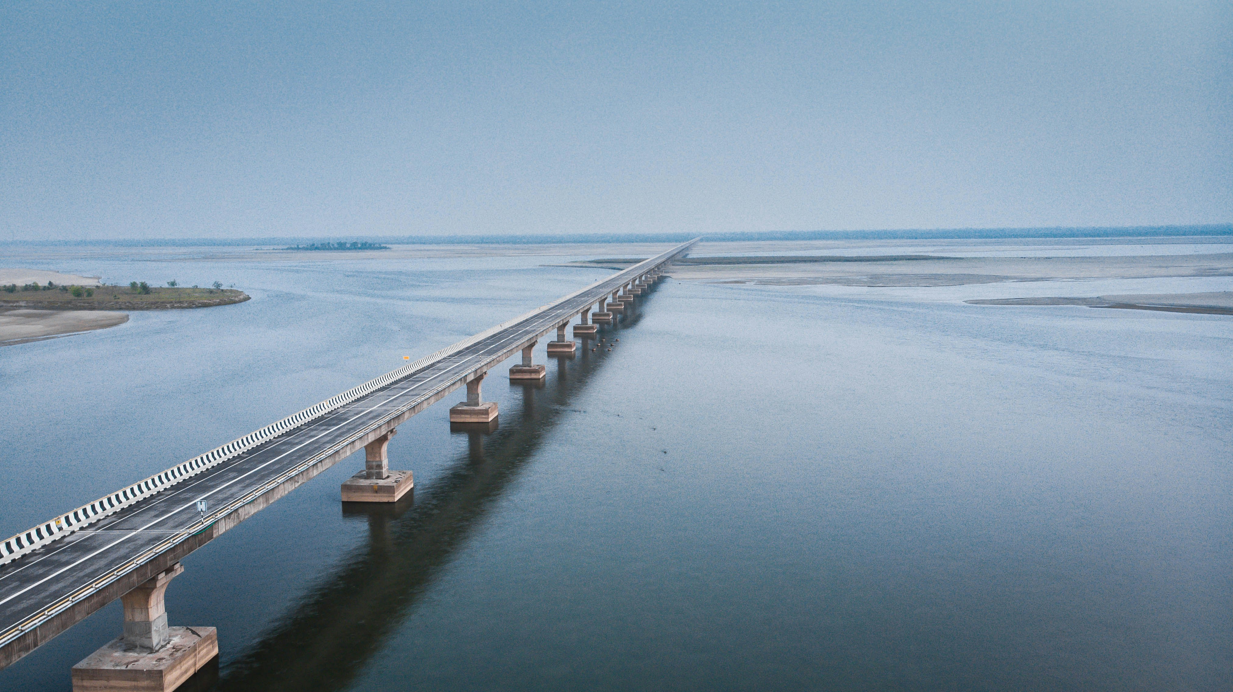 Bridge construction aerial view