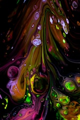 A vibrant, playful digital doodle bursting with colors and creative swirls on a tablet screen.