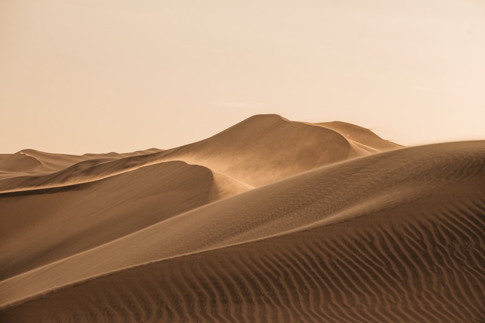 Dunes de sable brun sous un ciel blanc pendant la journée