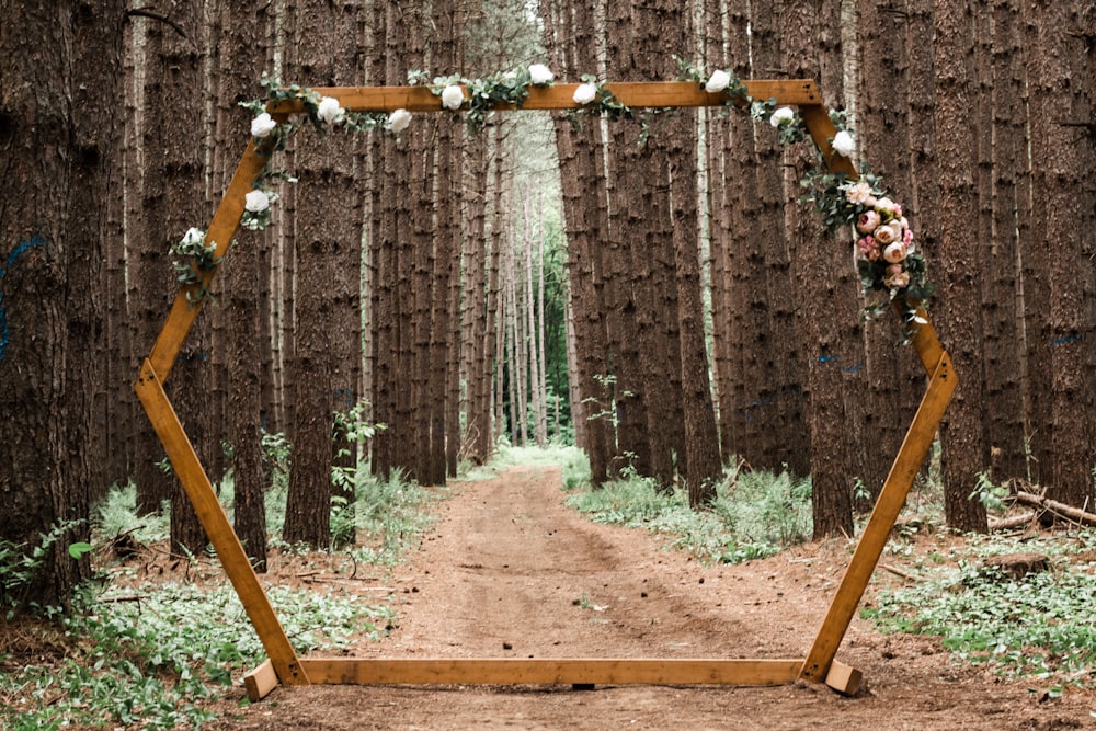 brown wooden frame with brown dried leaves