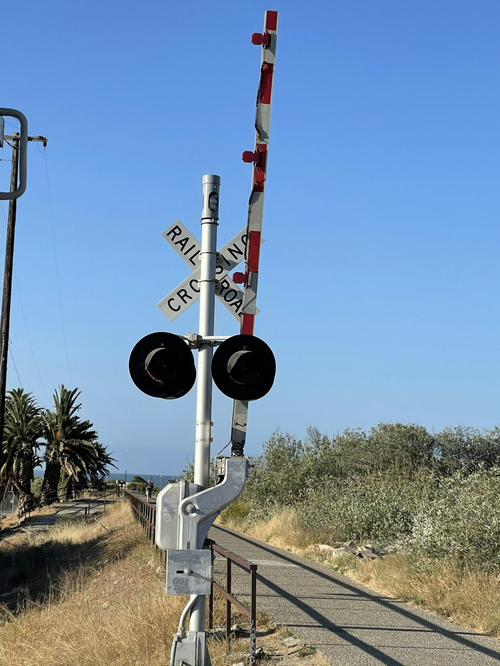 white and red metal post