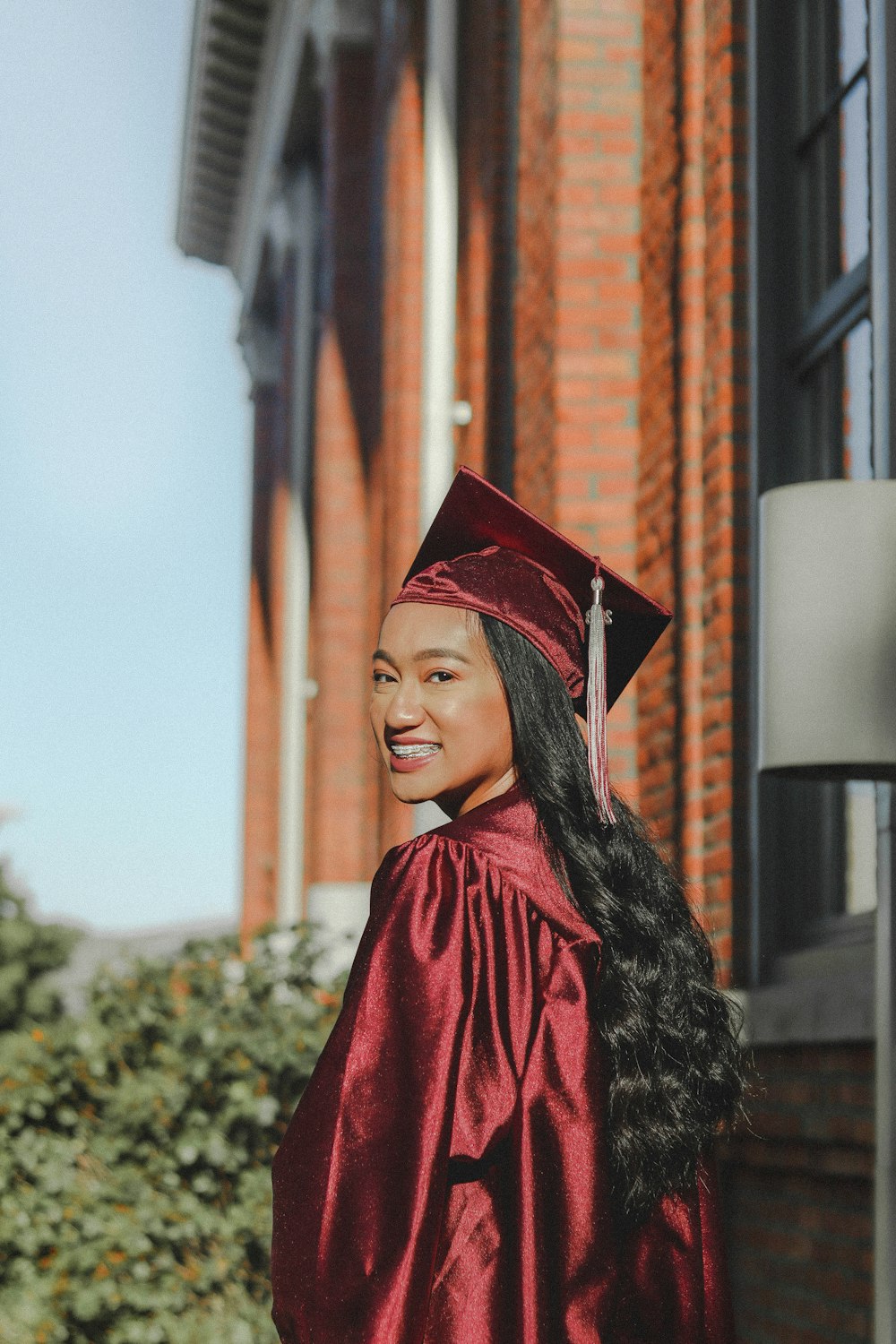 girl in red academic dress