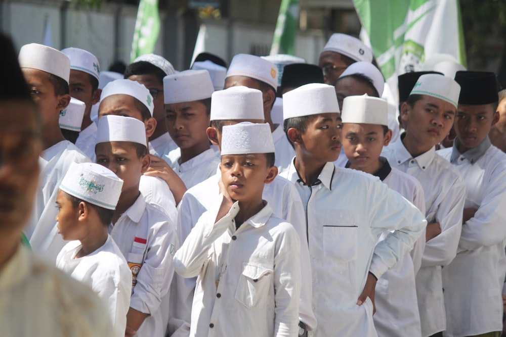 group of men in white uniform