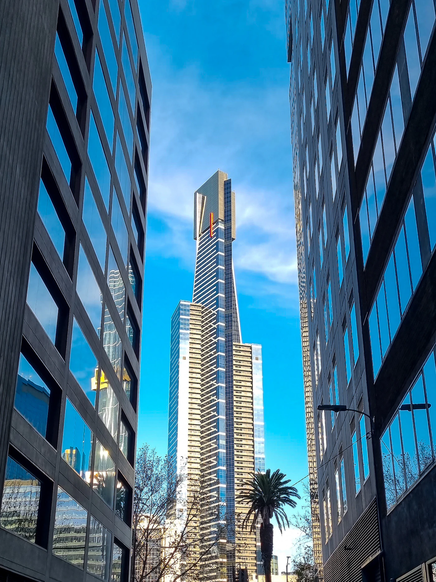Looking up between towers in Melbourne