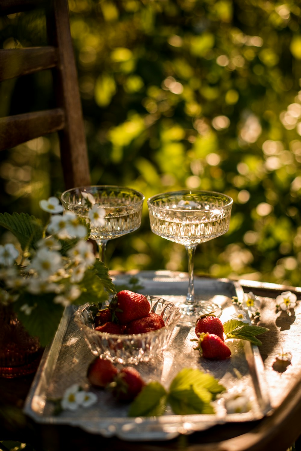 clear wine glasses on table