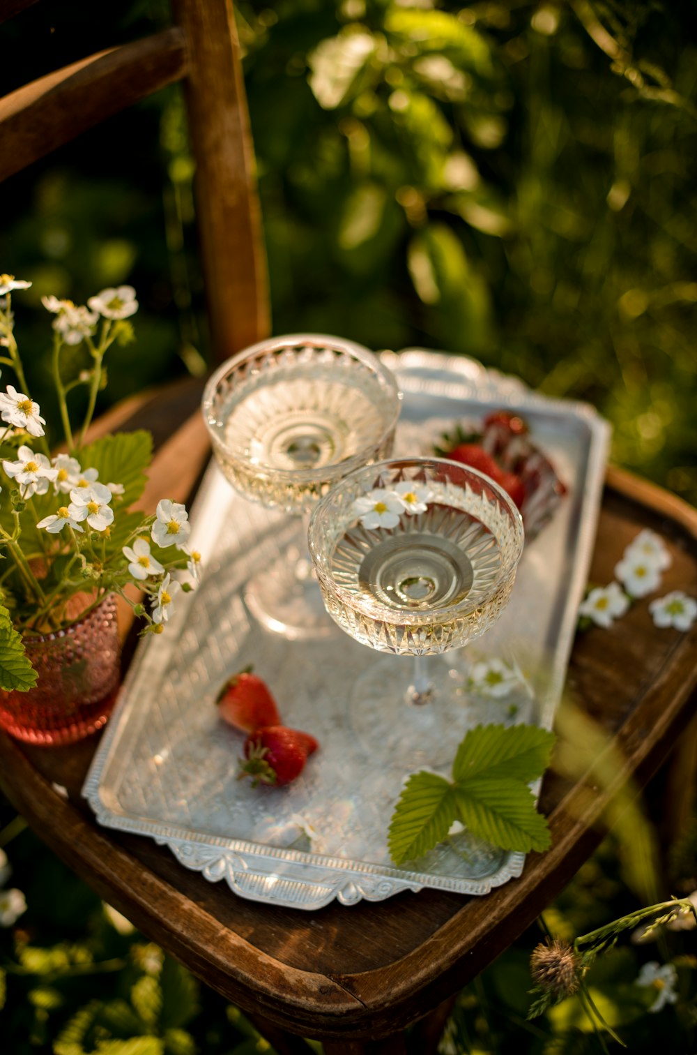 clear glass bowl on tray