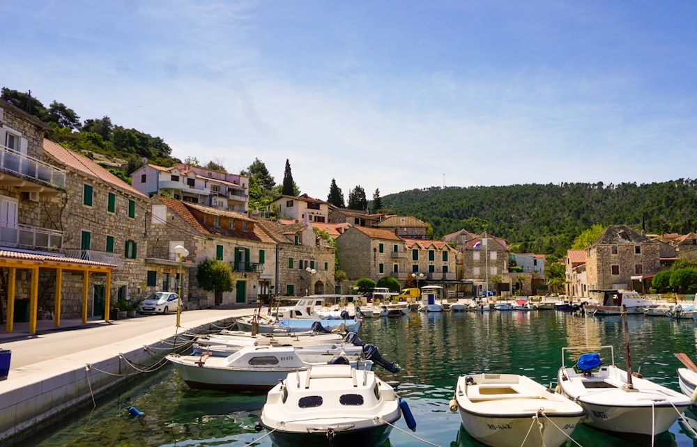 white boat on river near houses during daytime