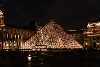 black metal pyramid during night time