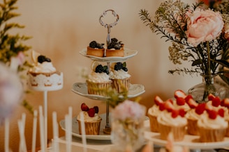 cupcakes on white metal rack
