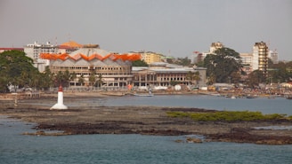 white and brown concrete building near body of water during daytime