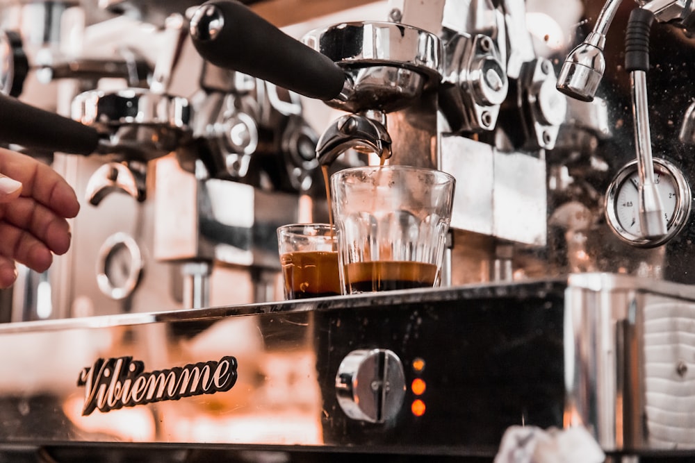 black and silver espresso machine