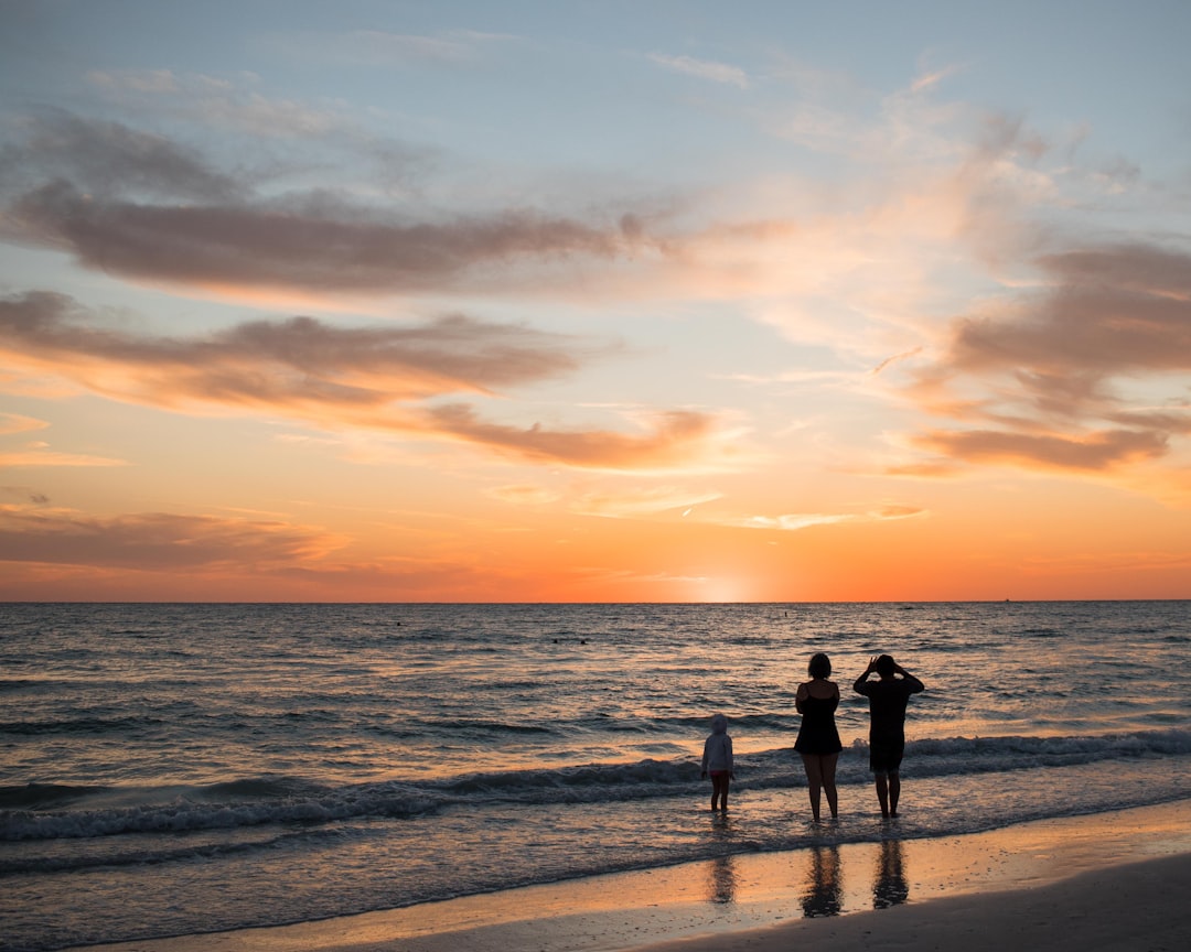 silhouette of people on beach during sunset