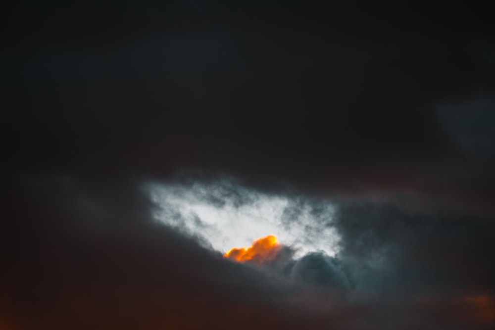 black clouds and orange sky