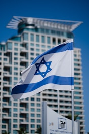 blue and white striped flag
