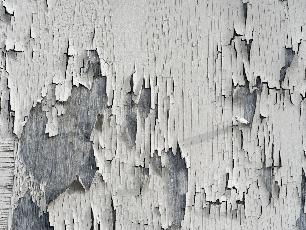 Old paint peeling from timber boarding