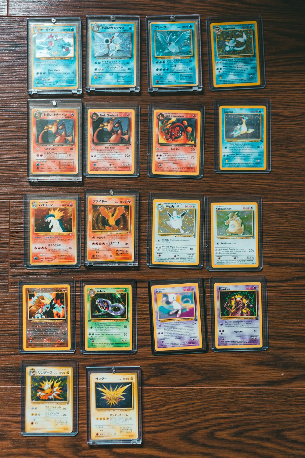a collection of pokemon cards on a table